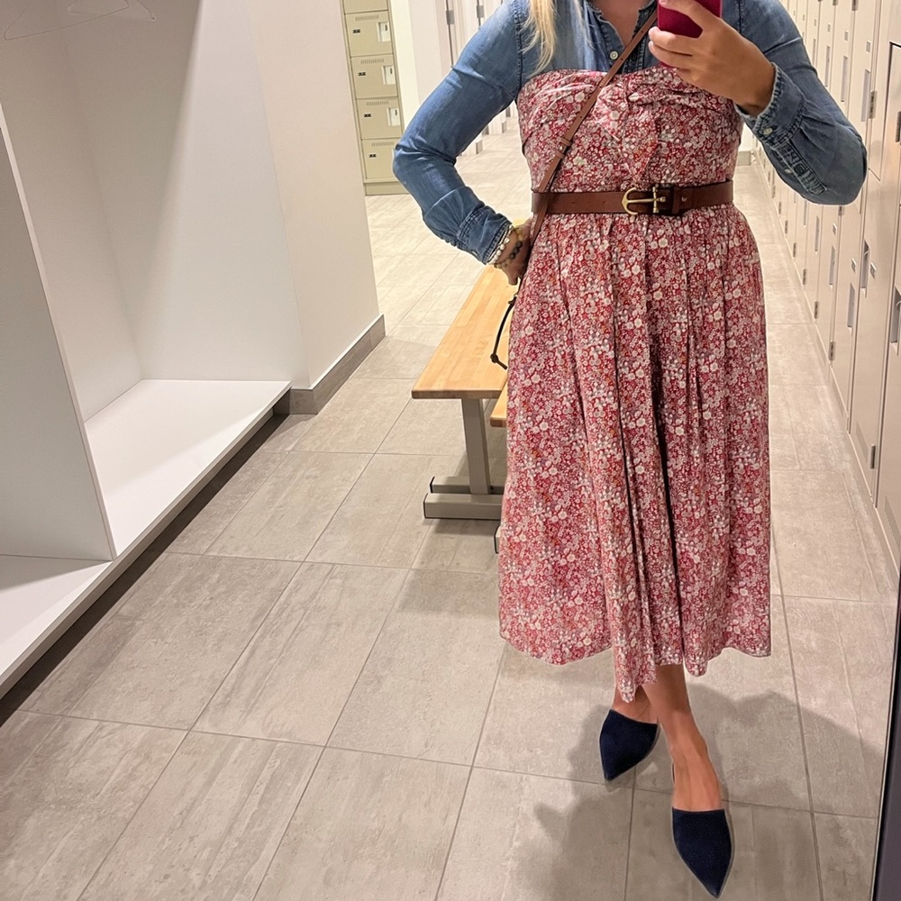 J Crew Floral Strapless Dress with Pockets